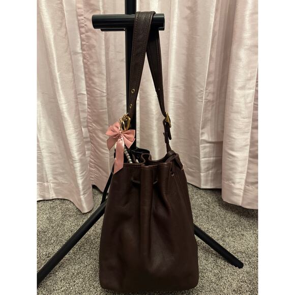 Vintage Coach Drawstring Bucket Bag 80165 – Chocolate Brown 1990s Shoulder Tote - Picture 6 of 11